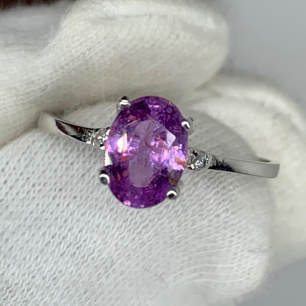 10k Purplish Pink Sapphire & Diamond Ring - Picture 11 of 11